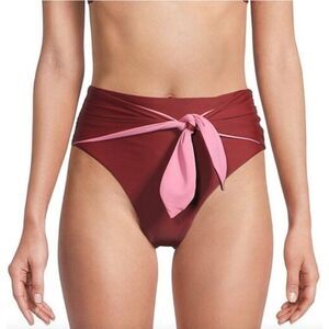 Veronica Beard Azoia Tie Front Bikini Bottoms in Deep Brick Size XL